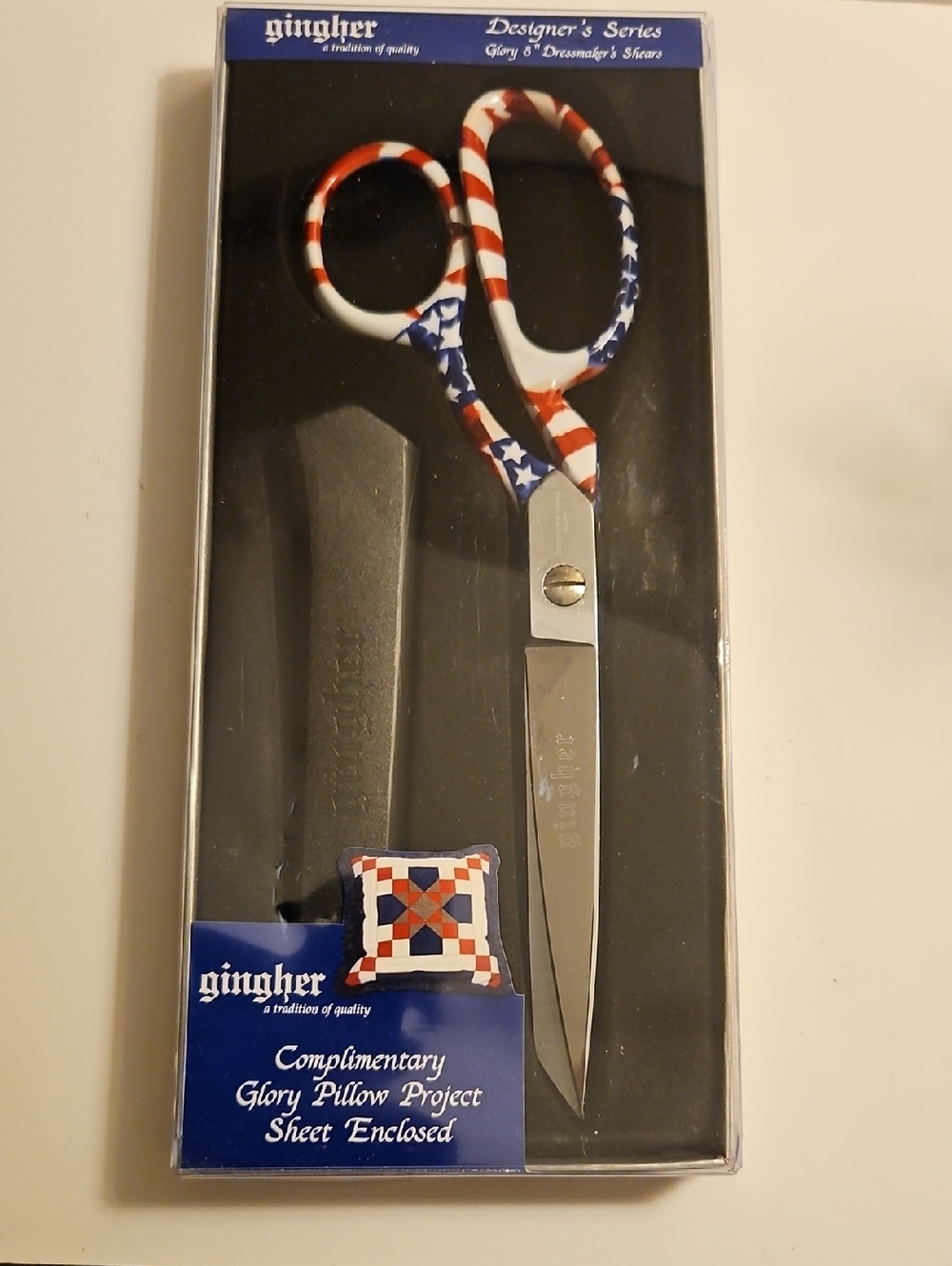 Gingher Designer's Series  8"  USA Flag Scissors New In Box